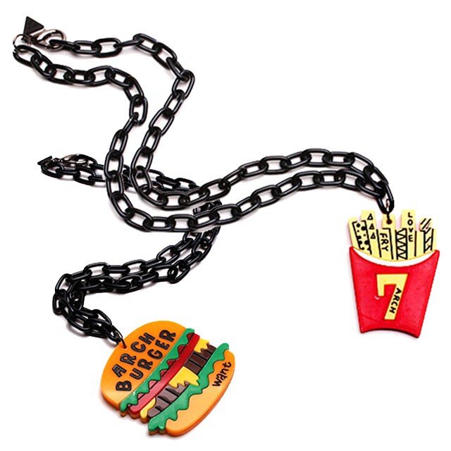 7arch food necklace ネックレス チョーカー プラ ガチャネックレス いちご ハンバーガー フライドポテト ペンダント 原宿 オルチャン