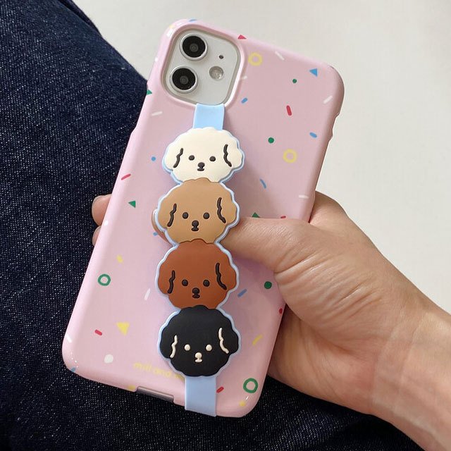 cookie poodle シリコンストラップ スマホ グリップ シリコン リング 落下防止 おしゃれ かわいい インスタ 犬 プードル 韓国 グッズ