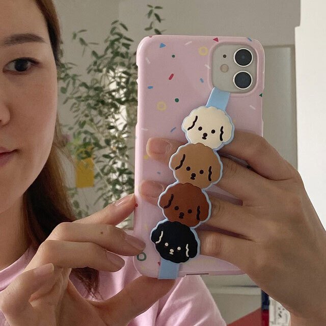 cookie poodle シリコンストラップ スマホ グリップ シリコン リング 落下防止 おしゃれ かわいい インスタ 犬 プードル 韓国 グッズ