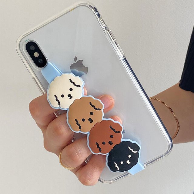 cookie poodle シリコンストラップ スマホ グリップ シリコン リング 落下防止 おしゃれ かわいい インスタ 犬 プードル 韓国 グッズ