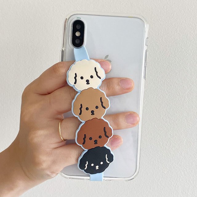 cookie poodle シリコンストラップ スマホ グリップ シリコン リング 落下防止 おしゃれ かわいい インスタ 犬 プードル 韓国 グッズ