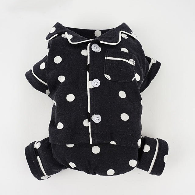 caniche ドット水玉パジャマ 犬 用 服 洋服 犬の服 パジャマ つなぎ ロンパース かわいい おしゃれ オシャレ オールインワン 小型犬 韓国