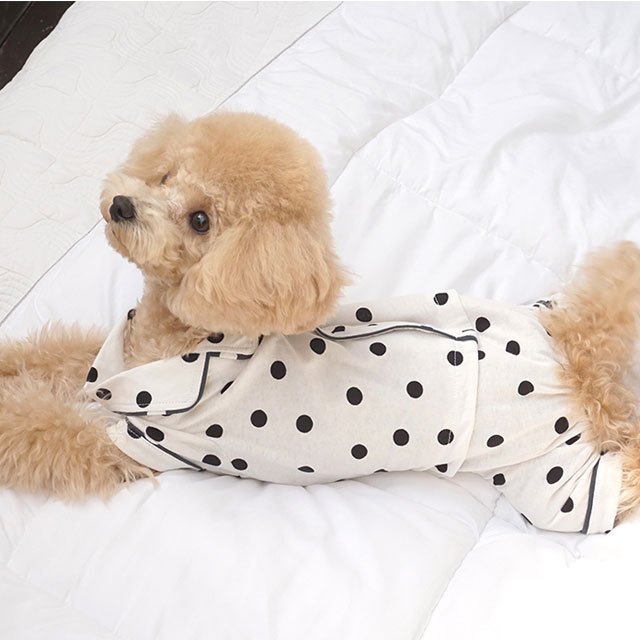 caniche ドット水玉パジャマ 犬 用 服 洋服 犬の服 パジャマ つなぎ ロンパース かわいい おしゃれ オシャレ オールインワン 小型犬 韓国