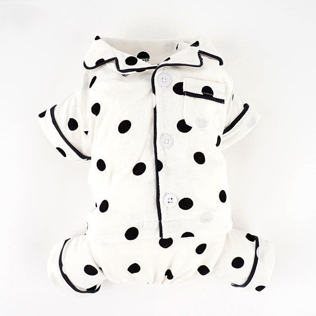 caniche ドット水玉パジャマ 犬 用 服 洋服 犬の服 パジャマ つなぎ ロンパース かわいい おしゃれ オシャレ オールインワン 小型犬 韓国