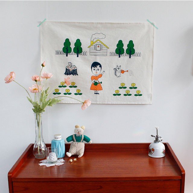 fabric poster ポスター 布 おしゃれ イラスト 北欧 かわいい インテリア デザイン 韓国 ファブリック ファブリックポスター アート 植物 自然 花 レトロ