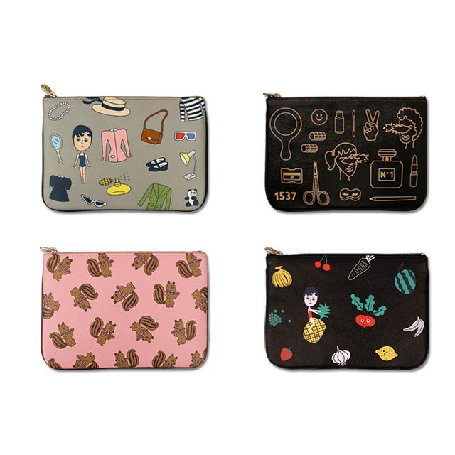 mini pouch ver.4 レディース ポーチ メークポーチ メイク コスメポーチ 合皮レザー イラスト 財布 ウォレット ケース