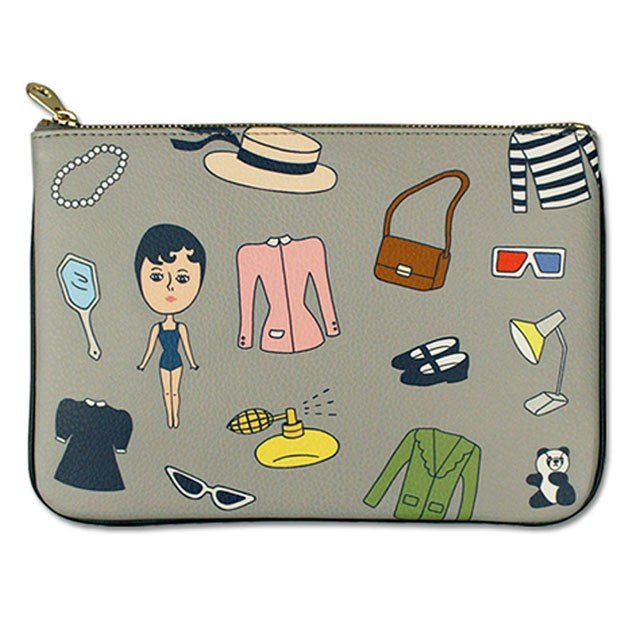 mini pouch ver.4 レディース ポーチ メークポーチ メイク コスメポーチ 合皮レザー イラスト 財布 ウォレット ケース