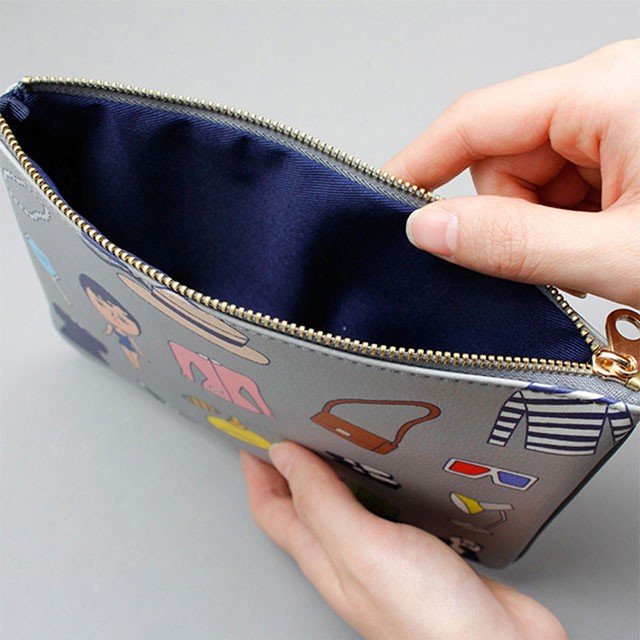 mini pouch ver.4 レディース ポーチ メークポーチ メイク コスメポーチ 合皮レザー イラスト 財布 ウォレット ケース