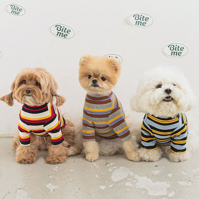 nerd stripe tシャツ 犬 用 服 洋服 犬の服 ボーダー ストライプ かわいい 可愛い おしゃれ オシャレ トップス tシャツ ティーシャツ ティシャツ 小型犬 パピー