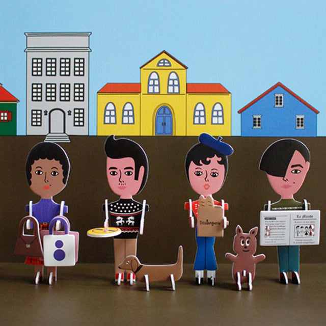 aurore & friends paper toy ペーパートイ ペーパークラフト 工作 組立 かわいい グラフィグ 立体 折り紙 飾り キャラクター 玩具 人形