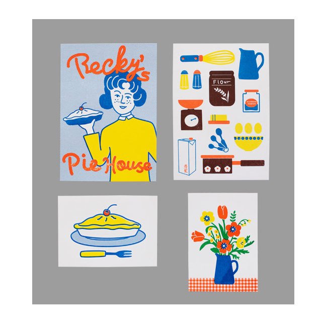 riso posterセット(4枚入り) インテリア ポスター アート 雑貨 通販 韓国インテリア おしゃれ 可愛い 壁 人気 流行 ポストカード イラスト