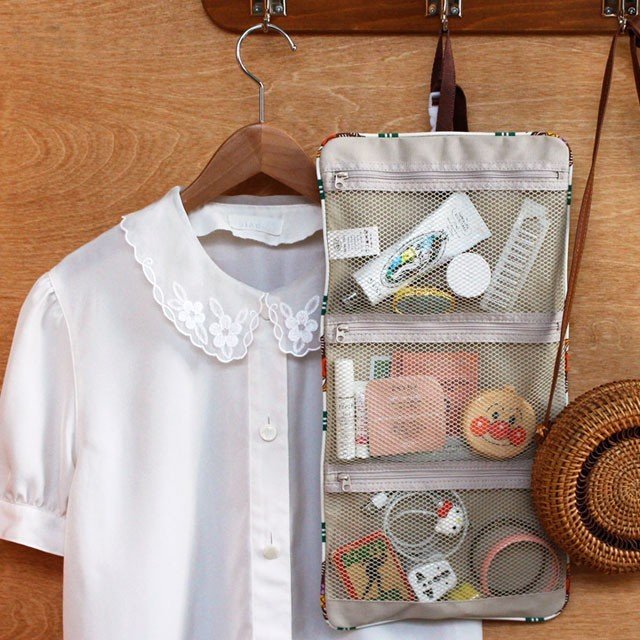 traveler roll pouch ver.6 ポーチ おしゃれ かわいい 旅行 トラベルポーチ 吊り下げ 韓国 収納 使いやすい 便利 フルオープン 化粧 メッシュ ロール 小物入れ ファスナー