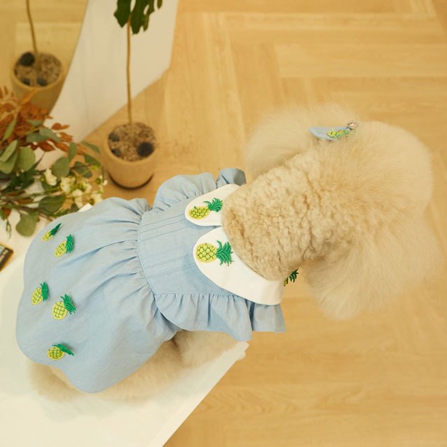 犬 服 かわいい 洋服 犬の服 ワンピース ワンピ トップス 可愛い おしゃれ オシャレ いちご パイン フルーツ デニム パピー ペット 韓国