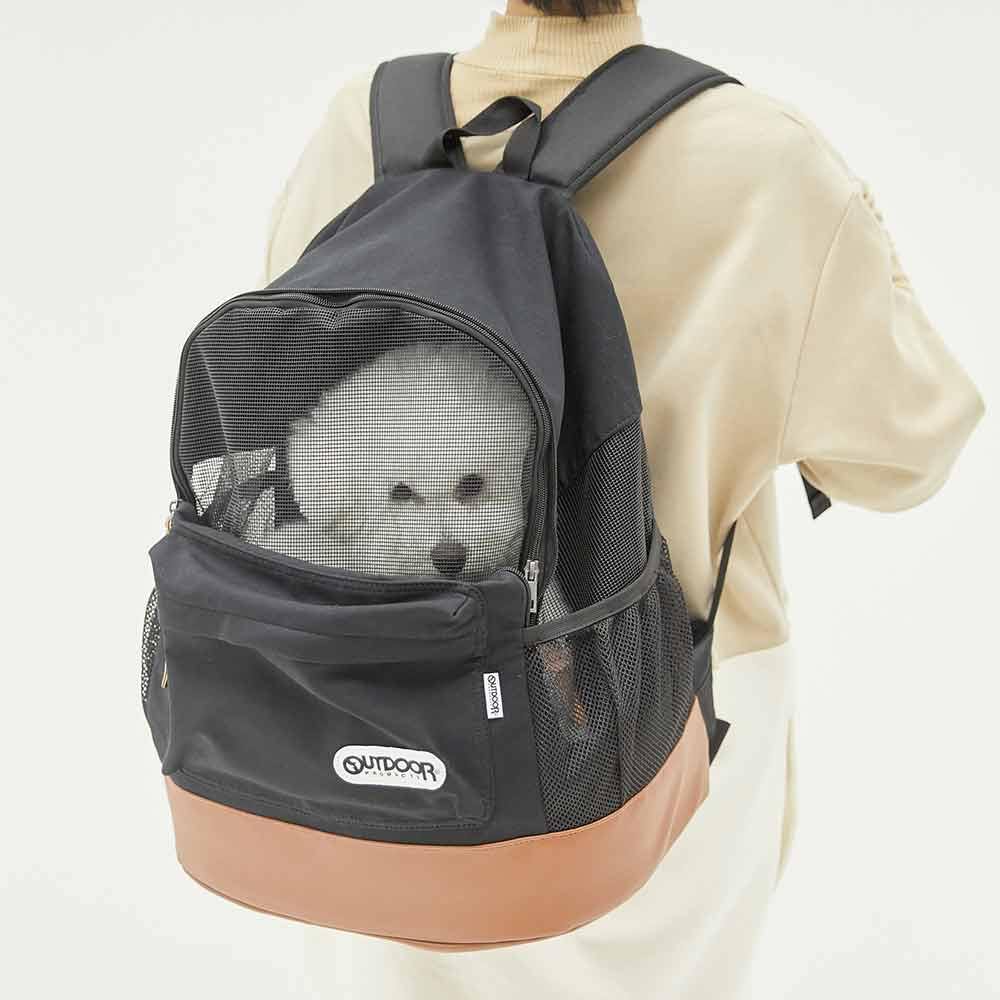 OUTDOOR ペット リュック アウトドアリュック ブラック 黒 M L キャリーバッグ 犬 猫 キャリーバック リュックサック 小型犬 おしゃれ