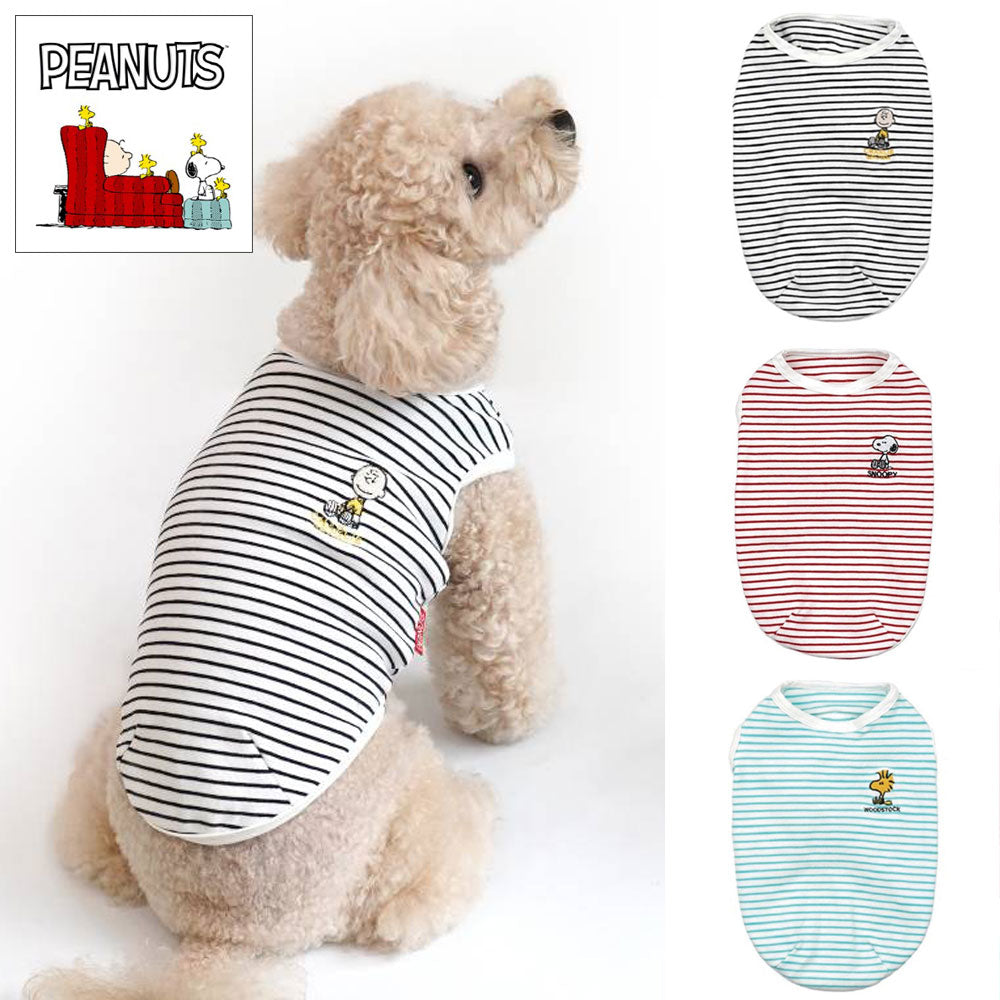 犬 服 かわいい 洋服 犬の服 スヌーピー peanuts ピーナッツ snoopy タンクトップ 韓国 ボーダー ストライプ おしゃれ ペット