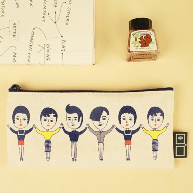 pencil case ペンシルポーチ ペンシルケース 筆箱 韓国 かわいい 可愛い おしゃれ ファブリック イラスト ウララ オロル