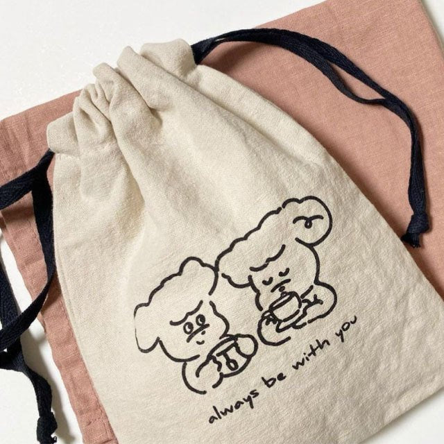 poodle pouch 巾着 巾着袋 バッグ ポーチ かわいい おしゃれ 化粧